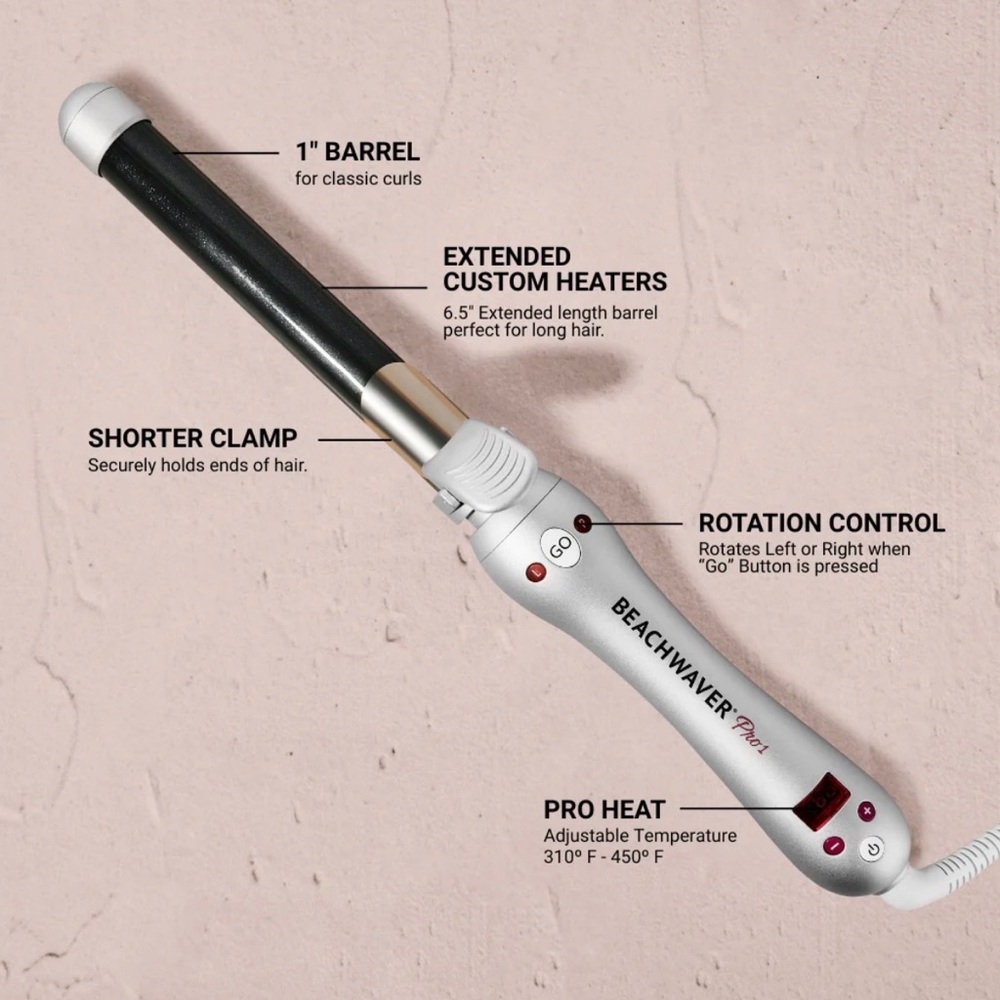 The Beachwaver Co. Pro 1 Hair Curler Silver, Used Once Orig. $229 SELLING $50